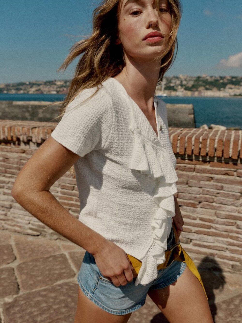 ZARA RUFFLE KNIT TOP - Picture 6 of 6